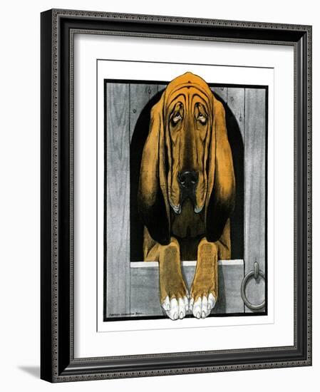 Bloodhound in Doghouse-Paul Bransom-Framed Giclee Print