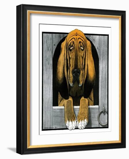 Bloodhound in Doghouse-Paul Bransom-Framed Giclee Print