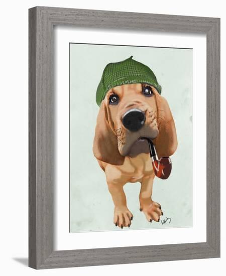 Bloodhound Sherlock Holmes-Fab Funky-Framed Art Print