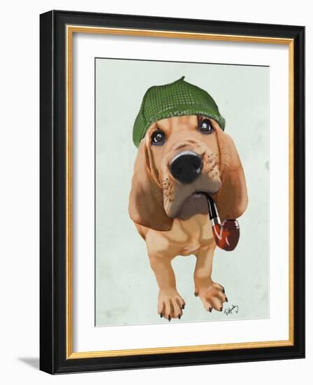 Bloodhound Sherlock Holmes-Fab Funky-Framed Art Print