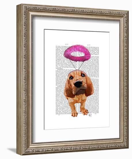 Bloodhound with Angelic Pink Halo-Fab Funky-Framed Art Print