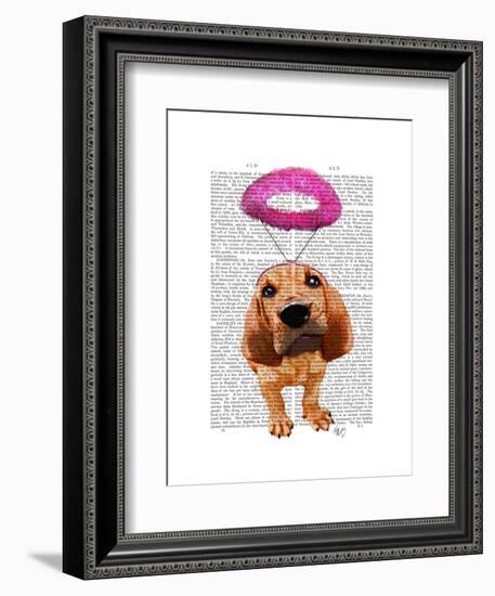 Bloodhound with Angelic Pink Halo-Fab Funky-Framed Art Print