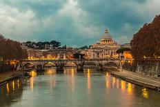 Vatican and River Tiber in Rome - Italy at Night .-bloodua-Photographic Print