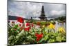 Blooming flowers before the Pura Ulun Danu Bratan temple, Bali, Indonesia, Southeast Asia, Asia-Michael Runkel-Mounted Photographic Print