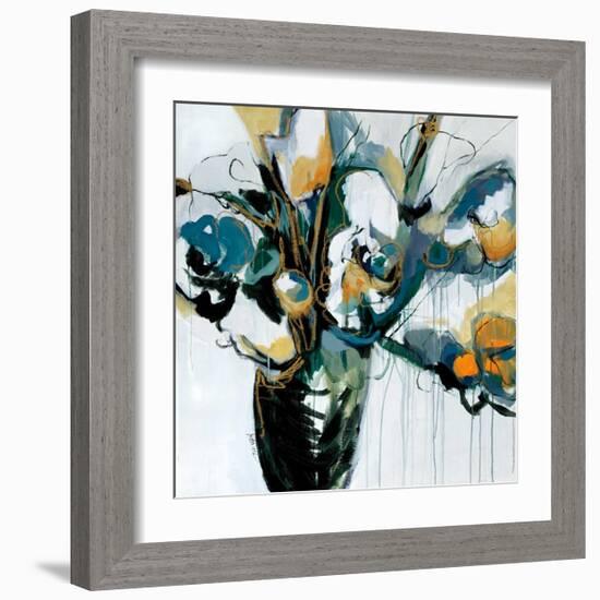 Blooms in Shamrock Grey-Angela Maritz-Framed Giclee Print