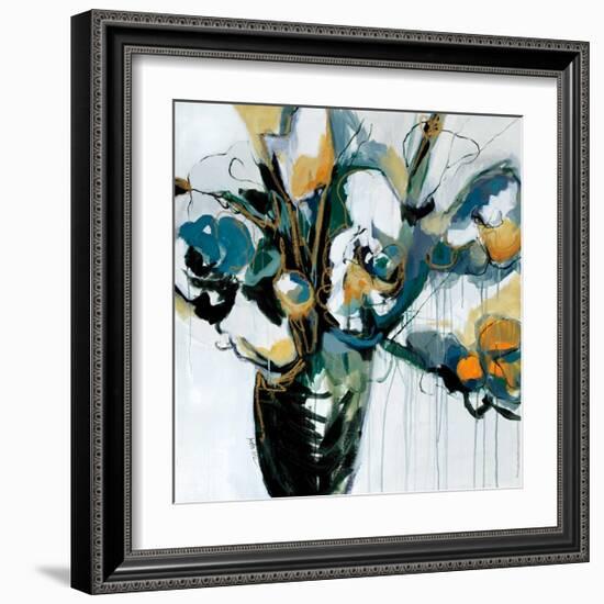 Blooms in Shamrock Grey-Angela Maritz-Framed Giclee Print