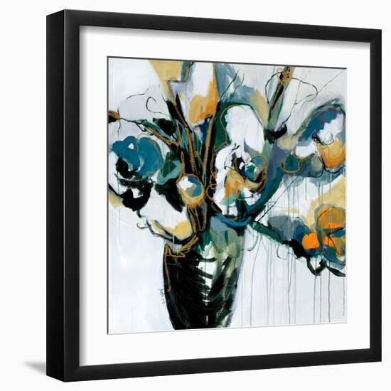 Blooms in Shamrock Grey-Angela Maritz-Framed Giclee Print