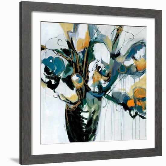 Blooms in Shamrock Grey-Angela Maritz-Framed Art Print