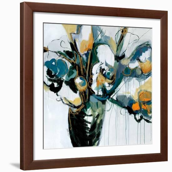 Blooms in Shamrock Grey-Angela Maritz-Framed Art Print