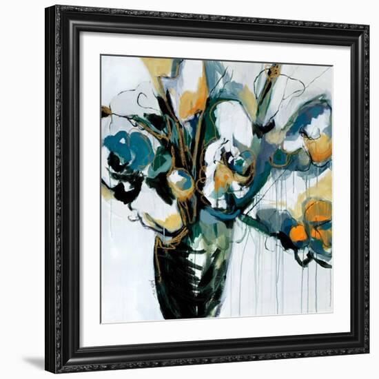Blooms in Shamrock Grey-Angela Maritz-Framed Art Print