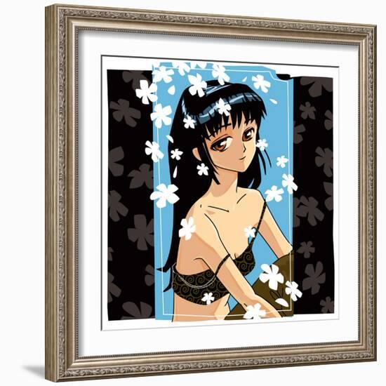 Blossom Anime Girl-Harry Briggs-Framed Giclee Print