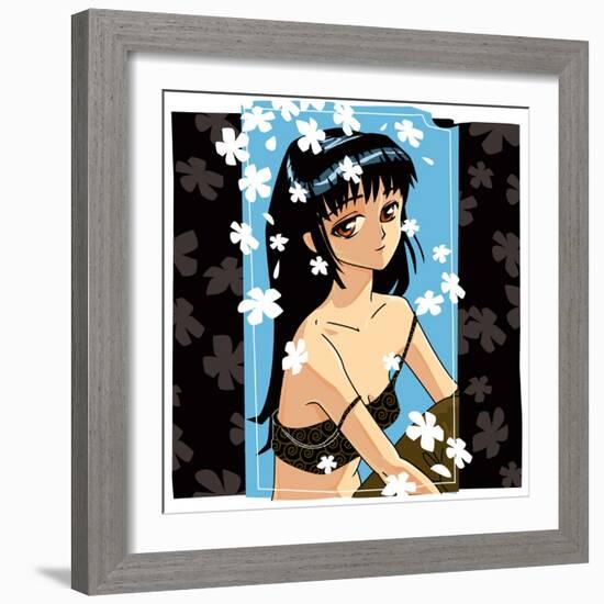 Blossom Anime Girl-Harry Briggs-Framed Giclee Print