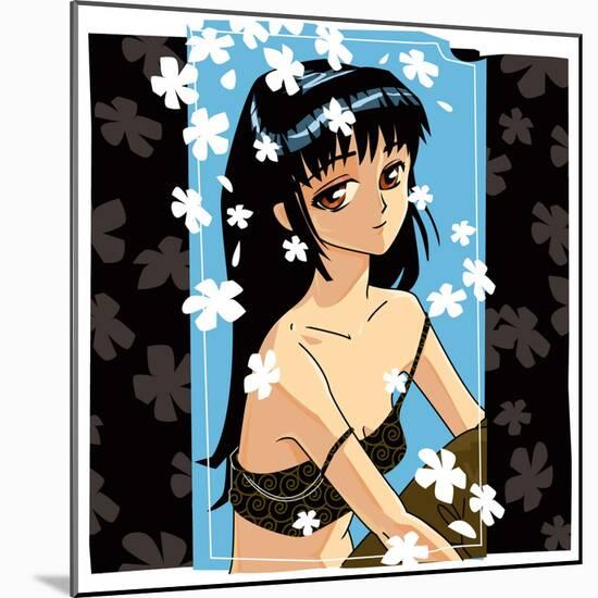 Blossom Anime Girl-Harry Briggs-Mounted Giclee Print