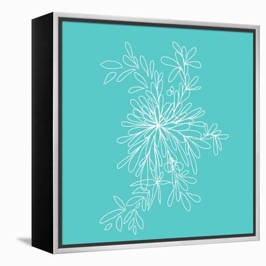 Blossom Pop Aqua-Jan Weiss-Framed Stretched Canvas