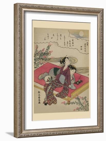 Blossoming Plants under an Autumn Moon-Suzuki Harunobu-Framed Art Print