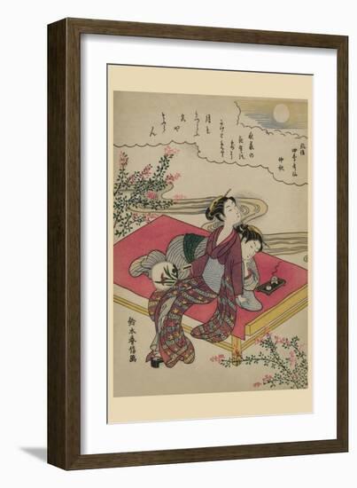 Blossoming Plants under an Autumn Moon-Suzuki Harunobu-Framed Art Print