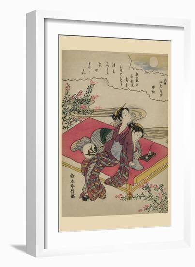 Blossoming Plants under an Autumn Moon-Suzuki Harunobu-Framed Art Print