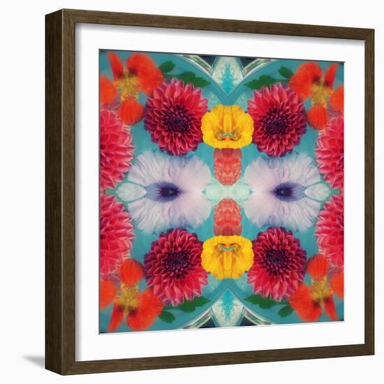 Blossoms in Blue Water Symmetric Layer Work-Alaya Gadeh-Framed Photographic Print