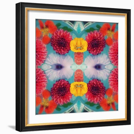 Blossoms in Blue Water Symmetric Layer Work-Alaya Gadeh-Framed Photographic Print