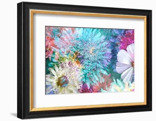 Blossoms of Dahlia and Daisy Star, Poetic Photographic Layer Work-Alaya Gadeh-Framed Photographic Print