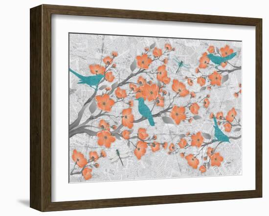 Blossoms with Birds-Diane Stimson-Framed Art Print