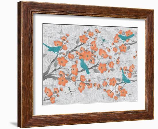 Blossoms with Birds-Diane Stimson-Framed Art Print