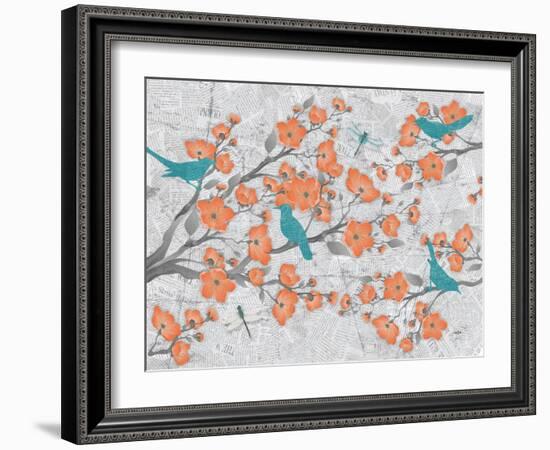 Blossoms with Birds-Diane Stimson-Framed Art Print