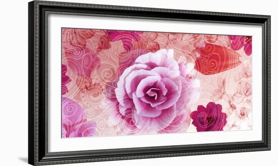 Blossoms with Twirly Overlay from Drawing-Alaya Gadeh-Framed Photographic Print