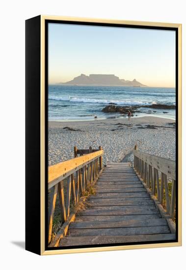 Bloubergstrand Beach with Table Mountain in Background. Cape Town, Western Cape, South Africa-Peter Adams-Framed Premier Image Canvas