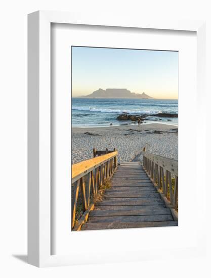 Bloubergstrand Beach with Table Mountain in Background. Cape Town, Western Cape, South Africa-Peter Adams-Framed Photographic Print