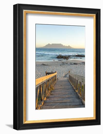 Bloubergstrand Beach with Table Mountain in Background. Cape Town, Western Cape, South Africa-Peter Adams-Framed Photographic Print