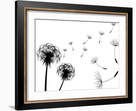 Blow Dandelions On White Background-Sergey Kolesov-Framed Premium Giclee Print