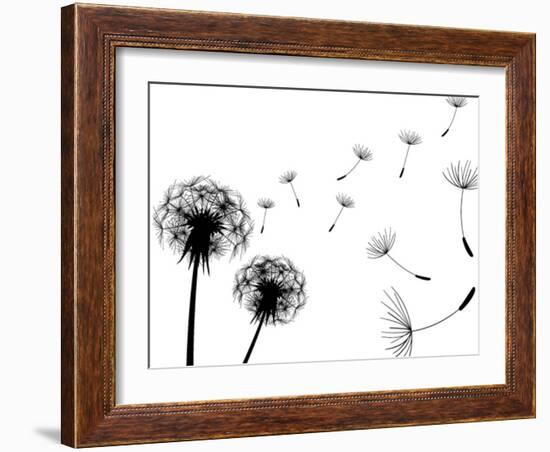 Blow Dandelions On White Background-Sergey Kolesov-Framed Art Print