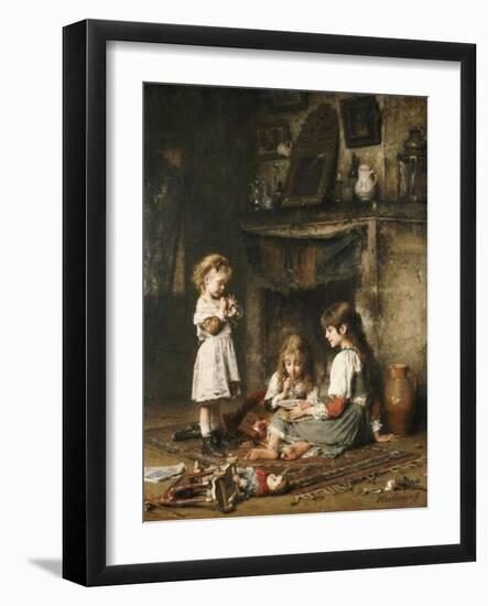 Blowing Bubbles-Alexei Alexeivich Harlamoff-Framed Giclee Print