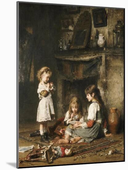 Blowing Bubbles-Alexei Alexeivich Harlamoff-Mounted Giclee Print