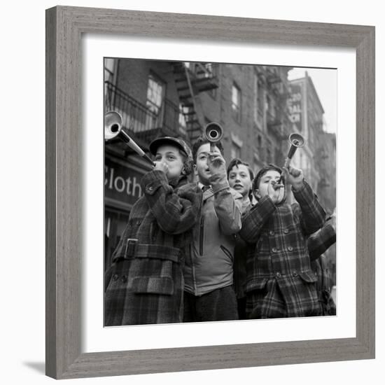 Blowing horns on Bleeker Street-The Chelsea Collection-Framed Giclee Print