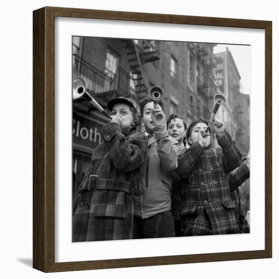 Blowing horns on Bleeker Street-The Chelsea Collection-Framed Giclee Print