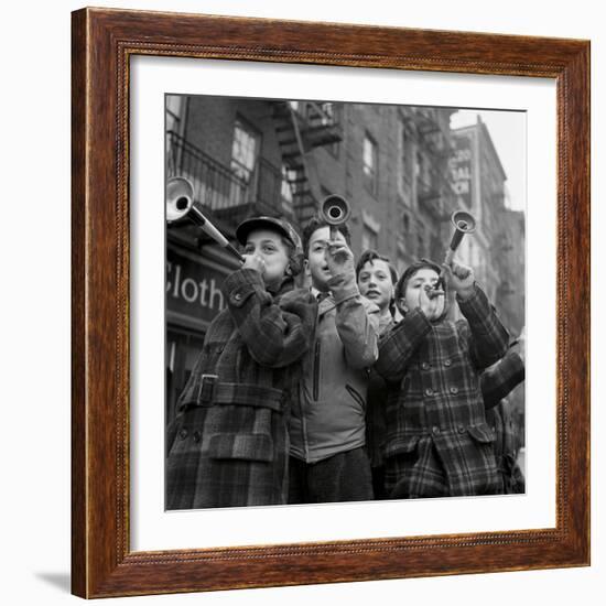 Blowing horns on Bleeker Street-The Chelsea Collection-Framed Giclee Print