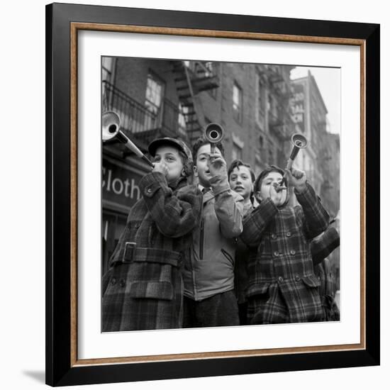 Blowing horns on Bleeker Street-The Chelsea Collection-Framed Giclee Print