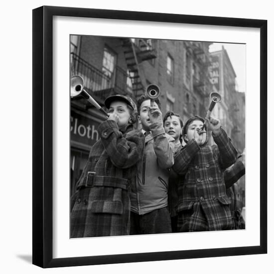 Blowing horns on Bleeker Street-The Chelsea Collection-Framed Giclee Print