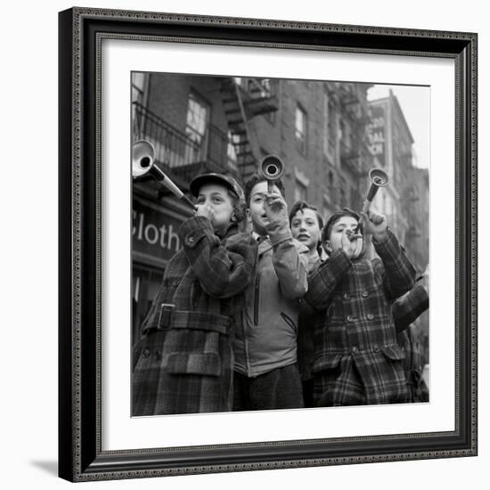 Blowing horns on Bleeker Street-The Chelsea Collection-Framed Giclee Print