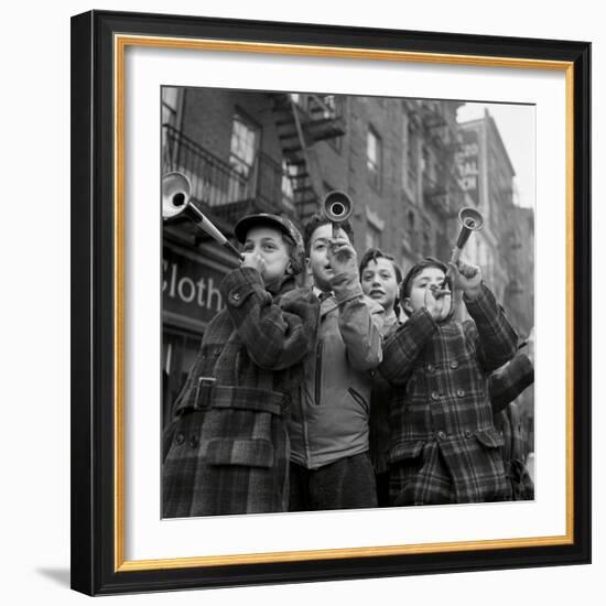 Blowing horns on Bleeker Street-The Chelsea Collection-Framed Giclee Print