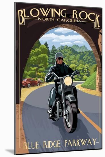 Blowing Rock, North Carolina - Motorcycle and Tunnel-Lantern Press-Mounted Art Print