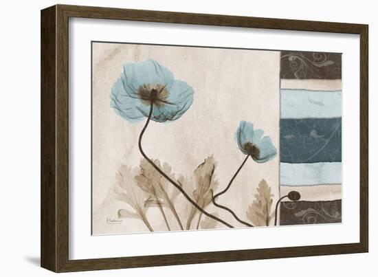 Blu Scroll Poppies-Albert Koetsier-Framed Art Print