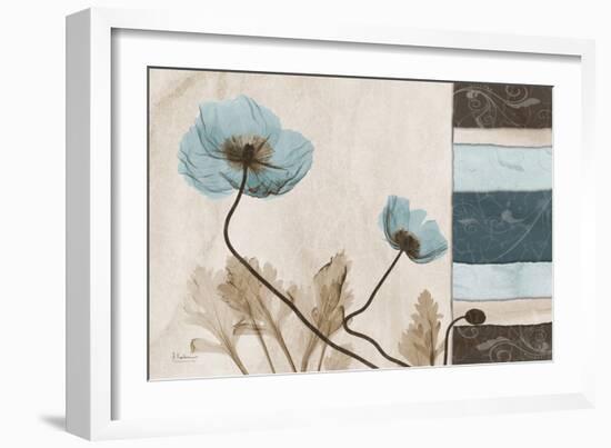 Blu Scroll Poppies-Albert Koetsier-Framed Art Print