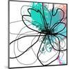 Blue Abstract Brush Splash Flower-Irena Orlov-Mounted Art Print