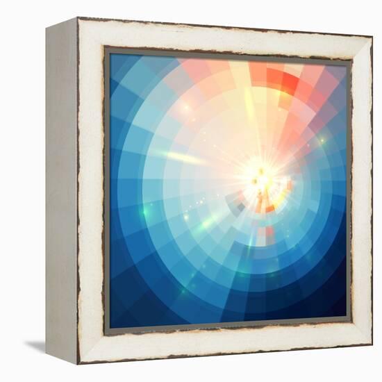 Blue Abstract Circle Tiled Background-art_of_sun-Framed Stretched Canvas