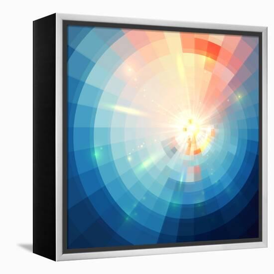 Blue Abstract Circle Tiled Background-art_of_sun-Framed Stretched Canvas