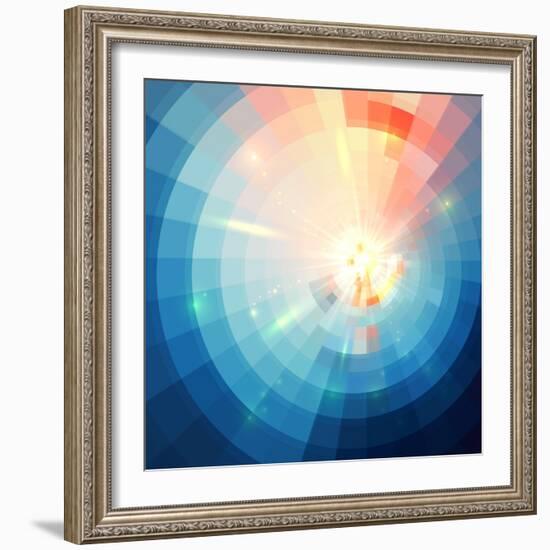 Blue Abstract Circle Tiled Background-art_of_sun-Framed Art Print