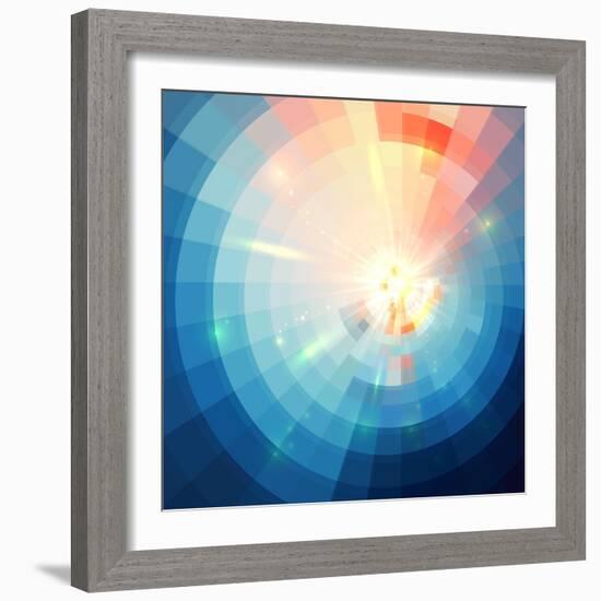 Blue Abstract Circle Tiled Background-art_of_sun-Framed Art Print